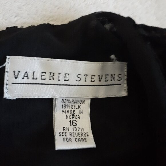 Valerie Stevens Vintage Black Floral Velvet Silk Blouse 16 - Picture 5 of 11